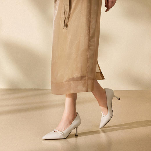 【静音系列】千百度裸色细高跟鞋女款通勤浅口单鞋A25157762 商品图1