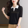 CC-翻领撞色上衣夏季气质轻奢漂亮小衫2025新款女士冰丝短袖t恤洋气 商品缩略图3
