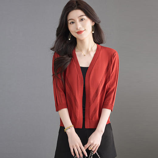 CC-LL-1643夏季七分袖搭配吊带裙子小披肩女士2025年新款冰丝防晒外套开衫 商品图2