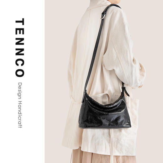 TENNCO【饭盒包】头层爆裂纹牛皮腋下包通勤hobo包单肩斜挎包 商品图2