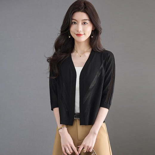 CC-LL-1643夏季七分袖搭配吊带裙子小披肩女士2025年新款冰丝防晒外套开衫 商品图3
