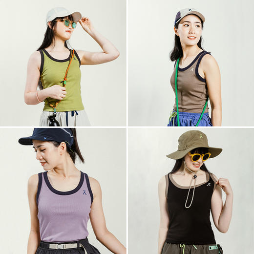 【出游季特惠】ACMEITEM爱棵米户外多彩运动背心撞色修身圆领露肩无袖上衣女士GAG2160086C 商品图1