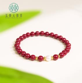 含辰砂工艺品玉美人菲菲~朱砂单圈圆珠约6mm手串 商品图0