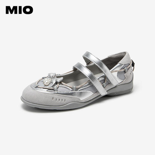 MIO米奥朋克芭蕾舞鞋秋季新款蝴蝶结单鞋女miu银色运动玛丽珍M254486692 商品图0