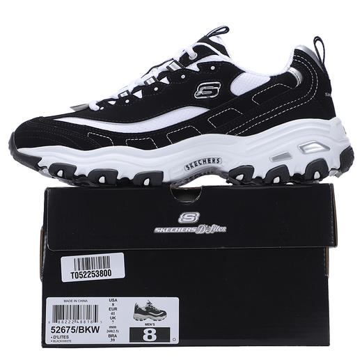 斯凯奇D'LITES 1.0时尚绑带运动鞋/熊猫鞋 男款黑白色 商品图4