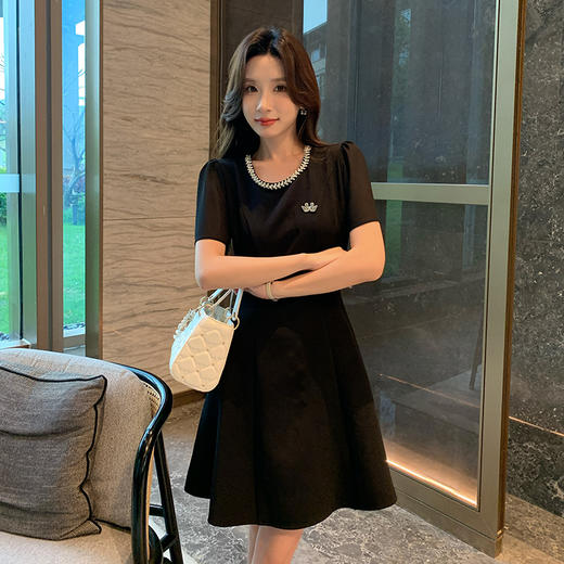 奢姿大码女装2025夏季时尚圆领短袖连衣裙胖妹妹气质减龄显瘦裙子9952821931 商品图4