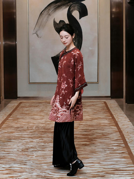 盛唐牡丹| 高货-红云纱手工满绣长衫 商品图4