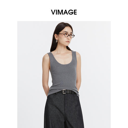 VIMAGE纬漫纪百搭气质U领针织背心内搭打底外穿上衣2025夏季新款V2301934 商品图5