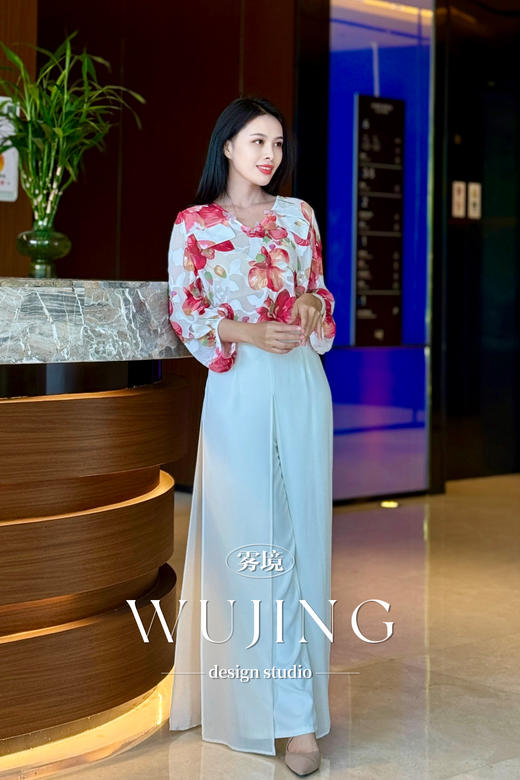 【雾境定制】减龄粉色鸢尾花提花印花衬衣 3205026 商品图4