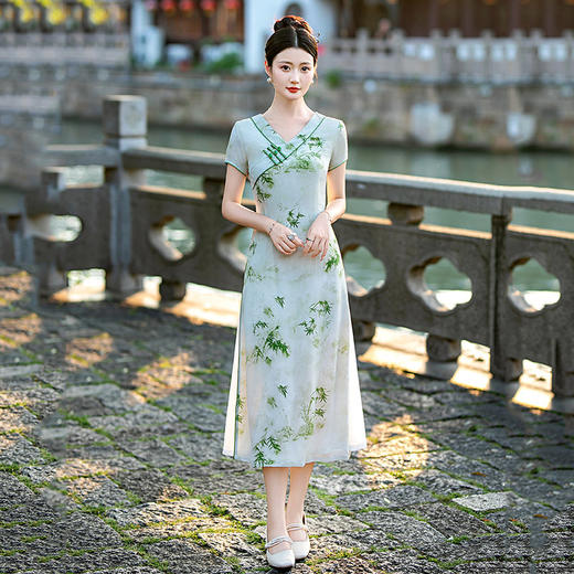 显瘦低领妈妈装，传统改良旗袍ZQ60039 商品图0