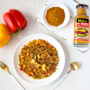 妙多（mida's）咖喱粉 咖喱饭调味料印度风味黄咖喱鸡块牛肉腌料大瓶玻璃装350g /粮油调味 /调味品 /复合调味料