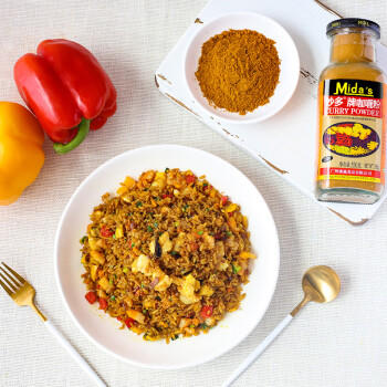 妙多（mida's）咖喱粉 咖喱饭调味料印度风味黄咖喱鸡块牛肉腌料大瓶玻璃装350g /粮油调味 /调味品 /复合调味料 商品图0