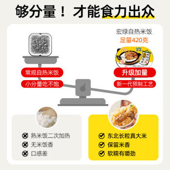 宏绿（HONGLU）自热米饭 红烧牛肉420G大分量户外团建方便速食米饭午餐夜宵 /粮油调味 /方便食品 /方便米饭 商品图2
