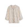 绽放旅行女装268朵/苎麻底绣花立领开襟七分袖衬衫温柔百搭开衫女 商品缩略图4