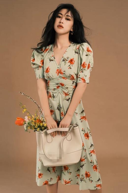 L.Fleuri 法式高级感复古印花泡泡袖连衣裙 18362 商品图0