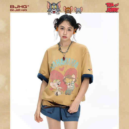 【猫和老鼠联名】 BJHG不计后果做旧短袖t恤男款凉感速干功能半袖 商品图1