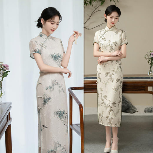 GX传统国风中式长款改良旗袍2025新款年轻款女复古短袖日常可穿夏季 商品图0