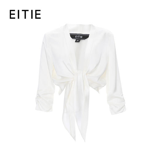 EITIE爱特爱夏季新款舒适显瘦通勤系带衬衫上衣8213912 商品图6