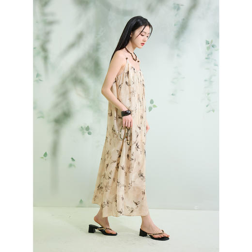三彩【栖夏沐风】2025夏季新款新中式印花宽松吊带裙连衣裙女C 商品图3