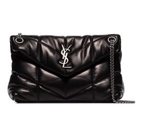 SAINT LAURENT圣罗兰 YSL PUFFER 银标Logo 绗缝小羊皮 云朵包枕头包手提包斜挎包单肩包 小号 女款 黑色