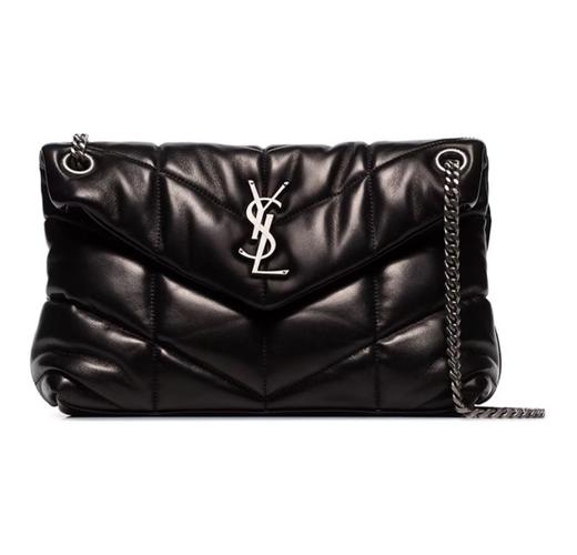 SAINT LAURENT圣罗兰 YSL PUFFER 银标Logo 绗缝小羊皮 云朵包枕头包手提包斜挎包单肩包 小号 女款 黑色 商品图0