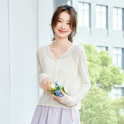 CC-SD7056冰丝防晒针织开衫女夏季2025新款休闲薄款长袖空调罩衫外搭女装 商品图1