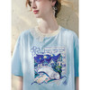 两三事星夜晴空2025夏季新款小清新蕾丝拼接印花贴布绣短袖t恤女 商品缩略图2