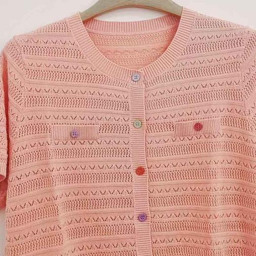 VIVIAN LIU C2536301 25夏季女装新款彩色扣镂空短袖毛衫 商品图3