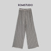 ROMI STUDIO系带休闲宽松百搭直筒黑白条纹长裤K2297 商品缩略图0