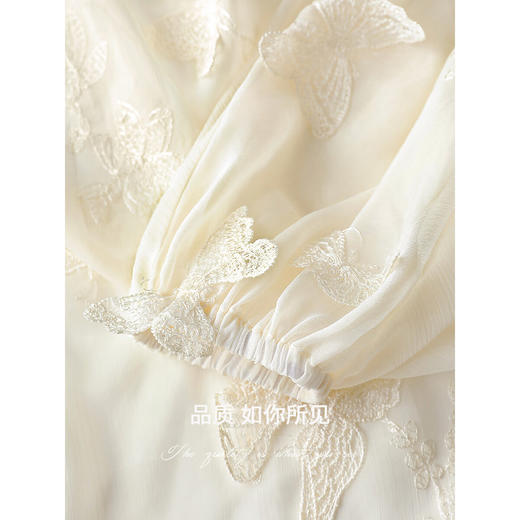 COCOBELLA立体蝴蝶贴布绣雪纺衫女夏轻盈灵动气质开衫LC3202 商品图4