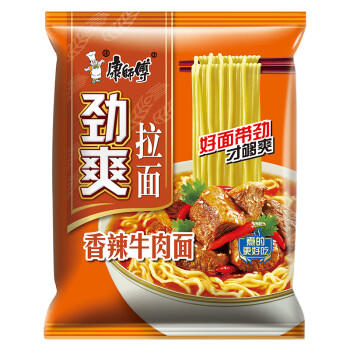 康师傅方便面 劲爽香辣牛肉面91g*24袋 泡面袋装速食 方便食品 /粮油调味 /方便食品 /方便面 商品图5