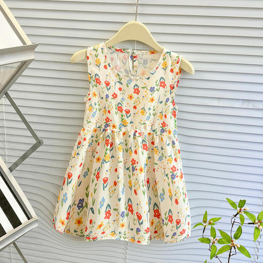 【29.9/任选2件起女童夏季薄款连衣裙】儿童泡泡棉宽松无袖背心裙宝宝碎花休闲长裙子 商品图7