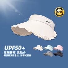 [夏上新！韩版甜美系！】UPF50+冰丝少女花边防晒帽   冰丝空顶防晒帽女夏大帽檐防紫外线遮阳帽可折叠户外骑行太阳帽子 商品图10