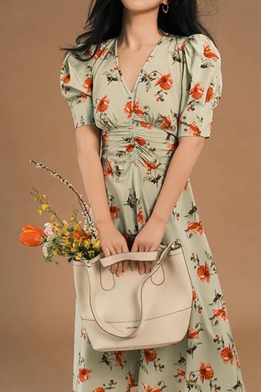 L.Fleuri 法式高级感复古印花泡泡袖连衣裙 18362 商品图5