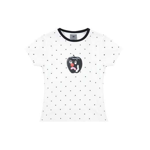 FDR官方店 不高兴苹果波点修身短袖T恤女夏季撞色圆领辣妹上衣 商品图4