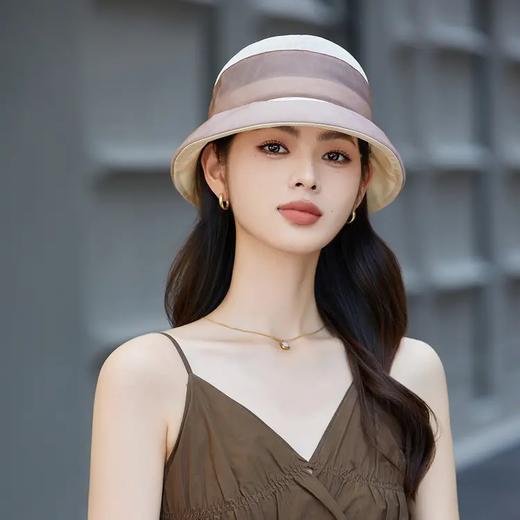 紫宝桑蚕丝和纸轻便时尚百搭前翘防晒气质简约渔夫帽 商品图3