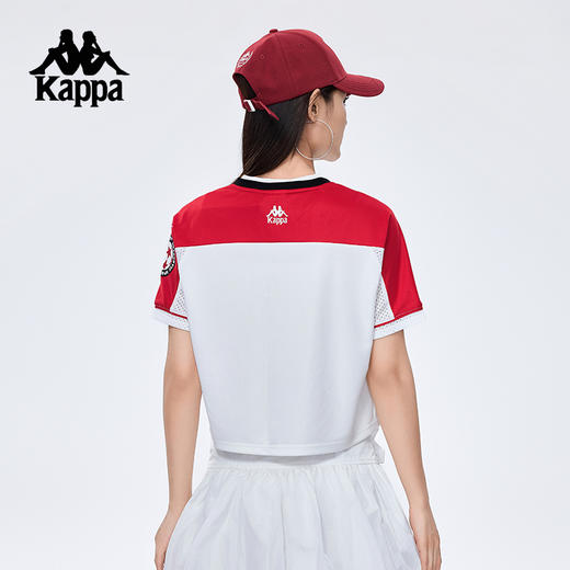 Kappa卡帕背靠背2025新款夏季运动短袖女士美式t恤V领透气上衣女KPDJBTD10 商品图4