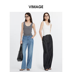 VIMAGE纬漫纪百搭气质U领针织背心内搭打底外穿上衣2025夏季新款V2301934