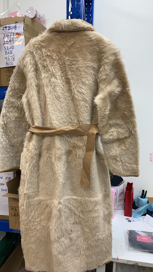 MPT015TS14  玛诗玛丽MARCYMARNY 皮毛一体大衣女长款系带修身羊剪绒皮草外套【170/92A】 商品图1