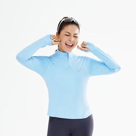 多威运动上衣立领半门襟拉链女士吸湿速干长袖T恤2342451