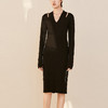 6944600127702 MO&Co.edition春季新款商场同款意大利进口纱线V领镂空修身针织小黑裙 商品缩略图0