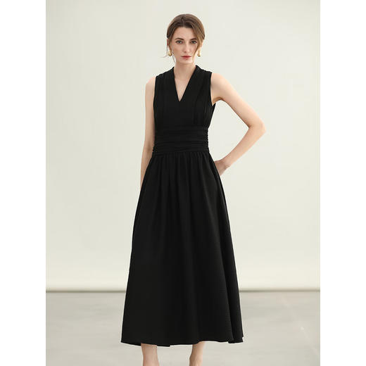 COCOBELLA赫本风法式女人味连衣裙夏仿棉麻大摆长裙FR0076-2 商品图3