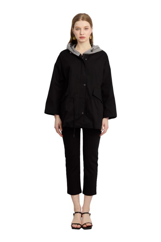 VIVIAN LIU R2443108 25春新款连帽腰部带抽绳对称宽松落肩外套 商品图5