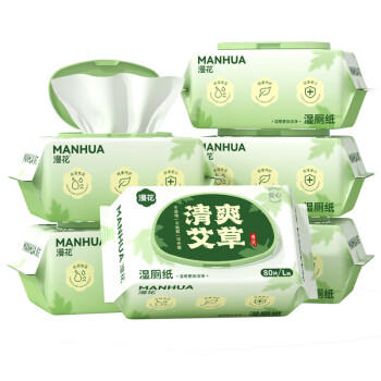 漫花艾草湿厕纸家庭装80抽*6包清洁湿纸巾湿巾 可搭配卫生纸卷纸使用 /家庭清洁/纸品 /清洁纸品 /湿厕纸 商品图8