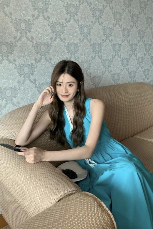 SUMMER & SAGE 蓝绿色方领吊带连衣裙 18366 商品图2