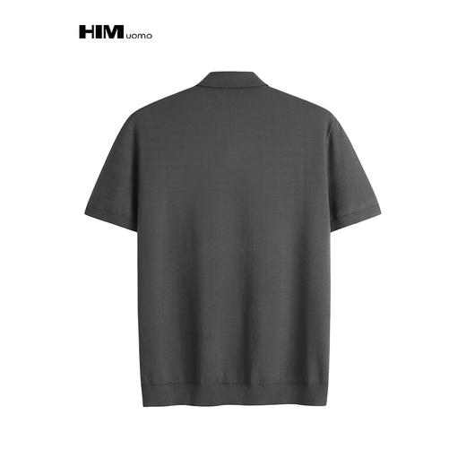 HIM漢崇 潮流胶囊章短袖毛衣柔软舒适休闲翻领针织线衫 2026春季 商品图1