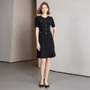 IWY/ 黑色小香风短袖连衣裙女夏季新款时尚气质收腰显瘦通勤正装鱼尾裙Q1351 商品缩略图2
