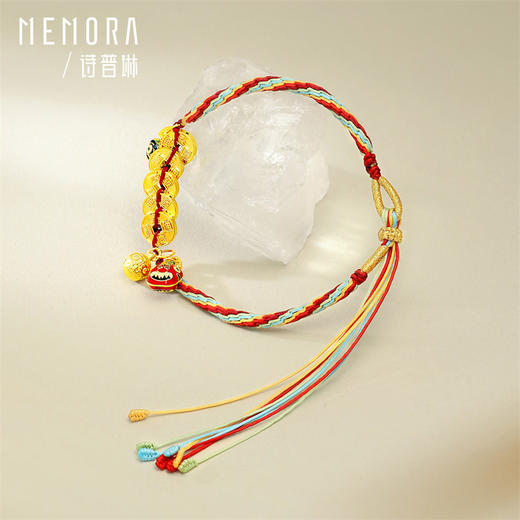 【新品首发】足金五帝币吞金兽手链 五帝钱财源滚滚黄金钱币彩绳手链MEMORA诗普琳HB348601 商品图4