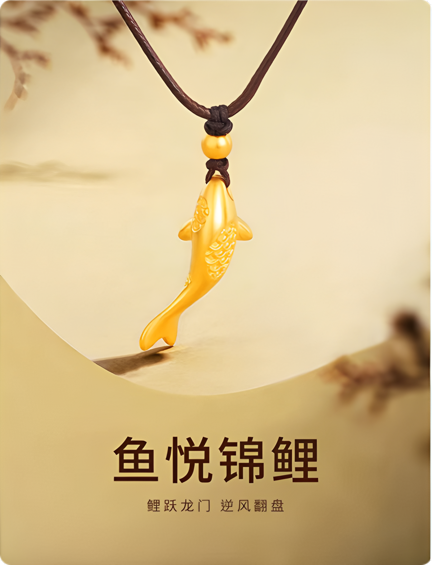 足金鱼悦锦鲤挂件（配绳）