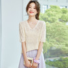 CC-SD7060   v领冰丝短袖t恤女夏季宽松配裙子港风针织衫正肩体恤上衣薄 商品缩略图2